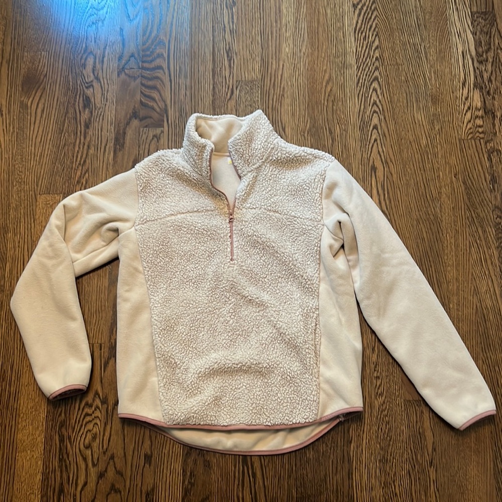 Zella Fleece and Faux Shearling 1/4-zip Pullover. Size medium - Picture 2 of 7